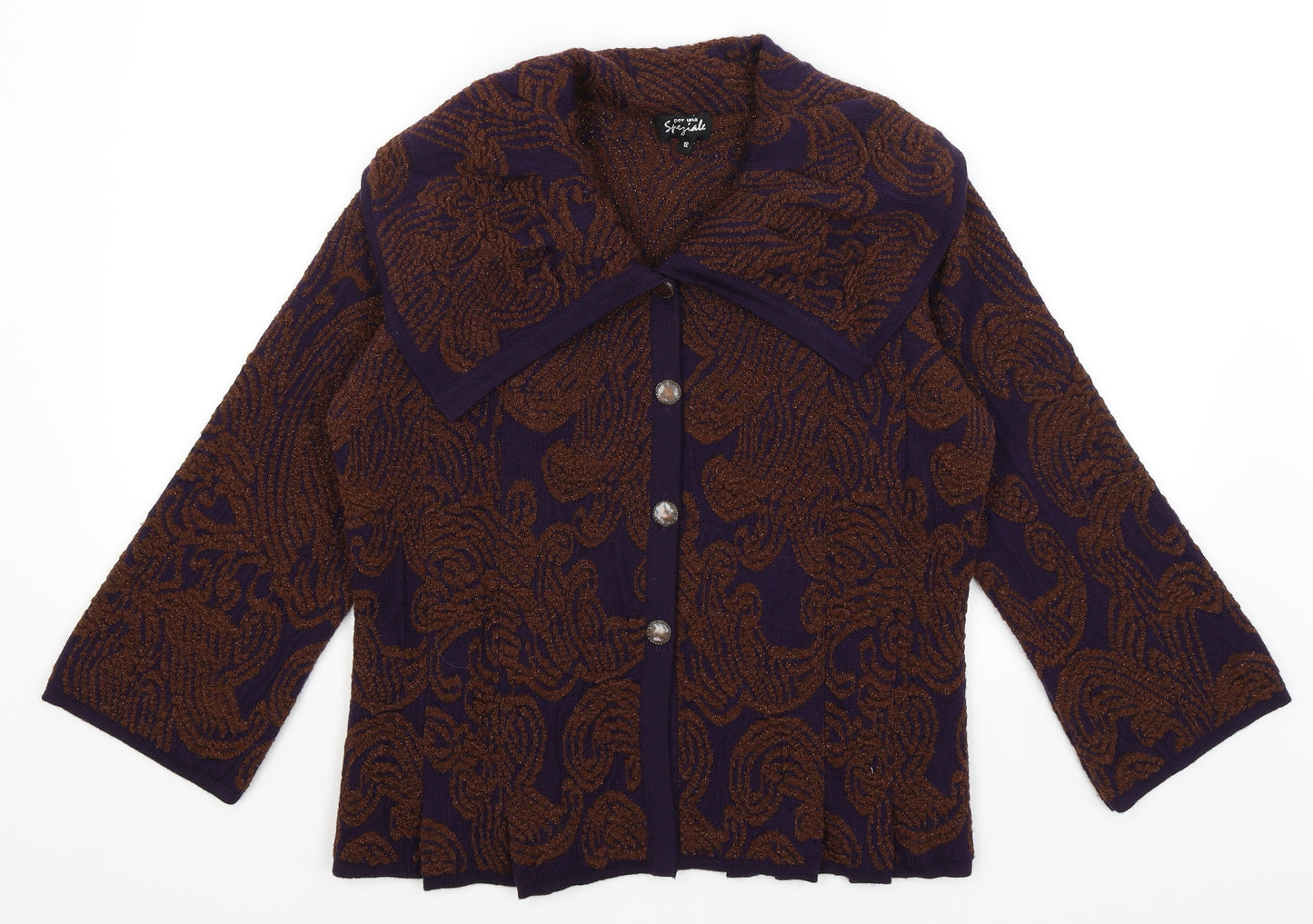 Per Una Womens Purple Paisley  Cardigan Jumper Size 12