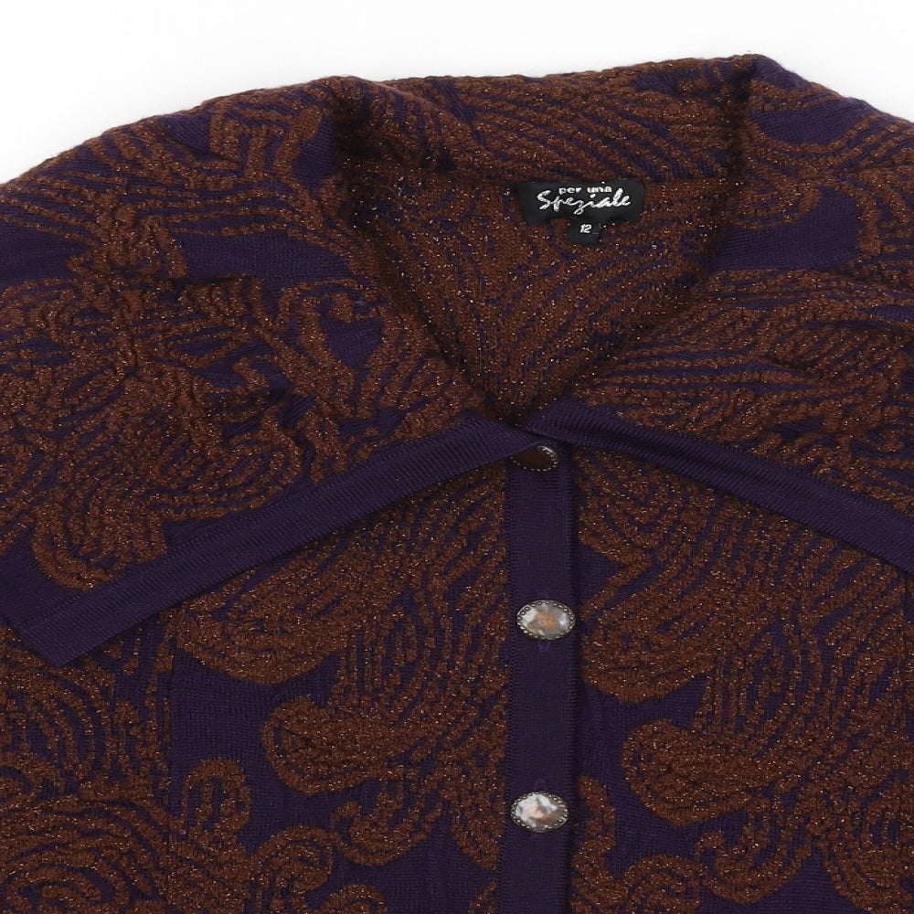 Per Una Womens Purple Paisley  Cardigan Jumper Size 12
