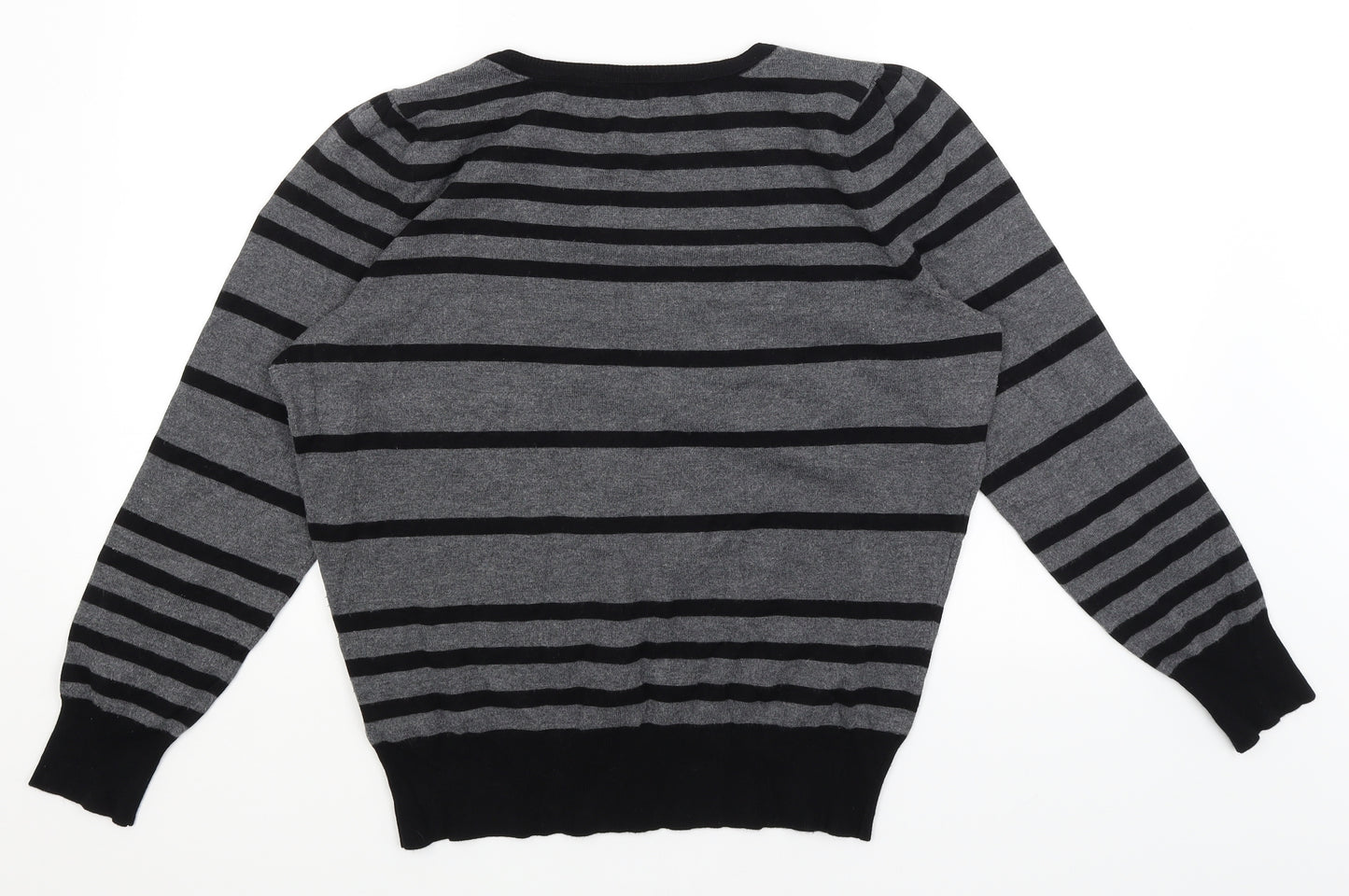 Petite Collection Womens Grey Striped  Pullover Jumper Size 18