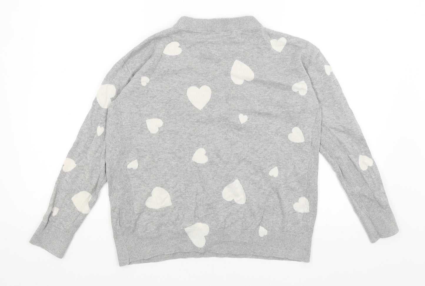 M&S Womens Grey   Pullover Jumper Size S  - Hearts