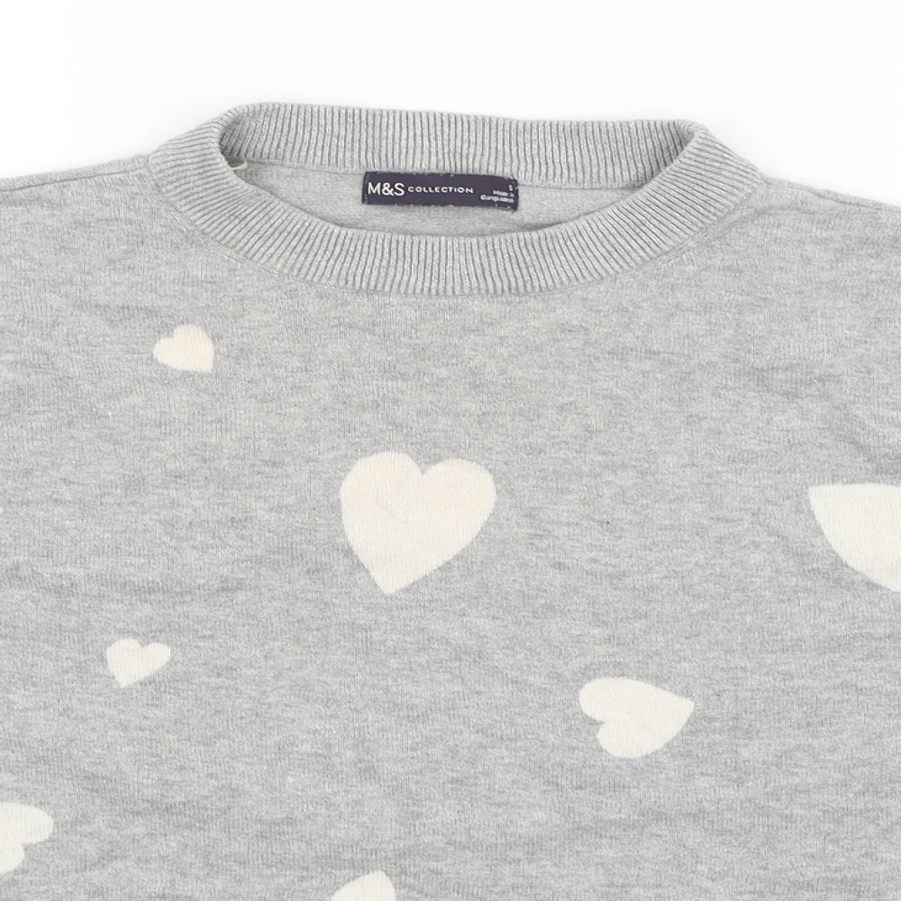 M&S Womens Grey   Pullover Jumper Size S  - Hearts