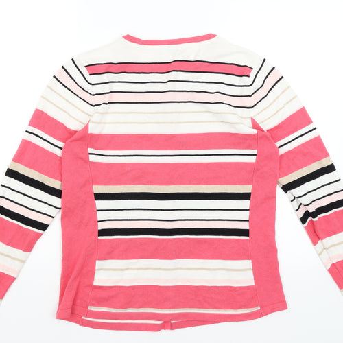 Micha Womens Pink Striped  Cardigan Jumper Size L