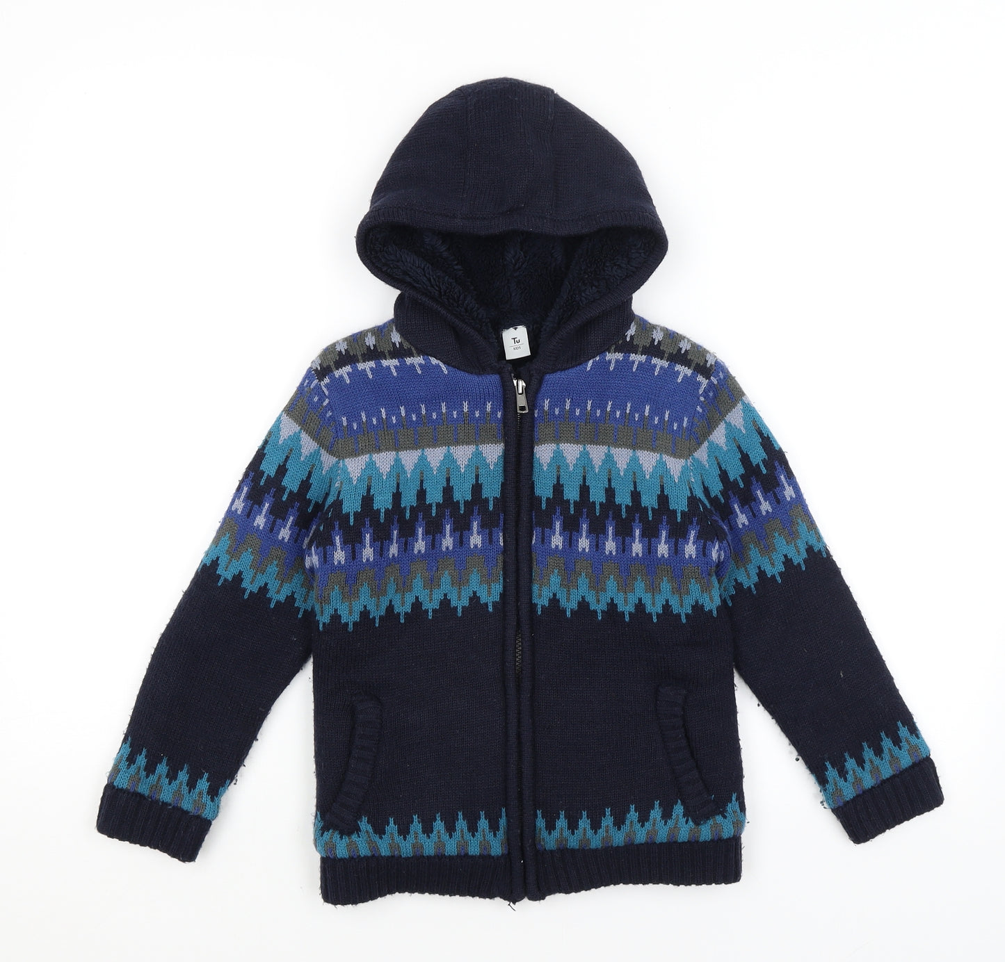 TU Boys Blue   Full Zip Hoodie Size 7 Years