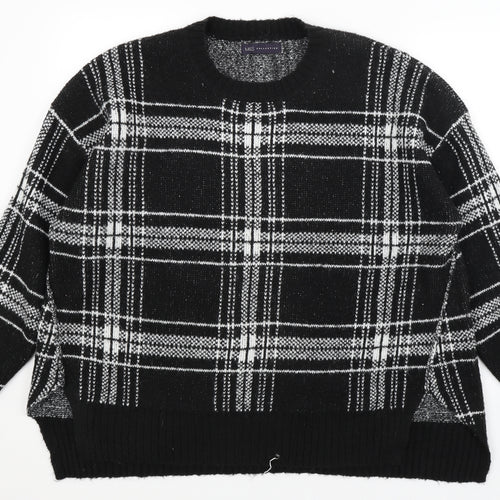 M&S Womens Black Plaid  Pullover Jumper Size XL