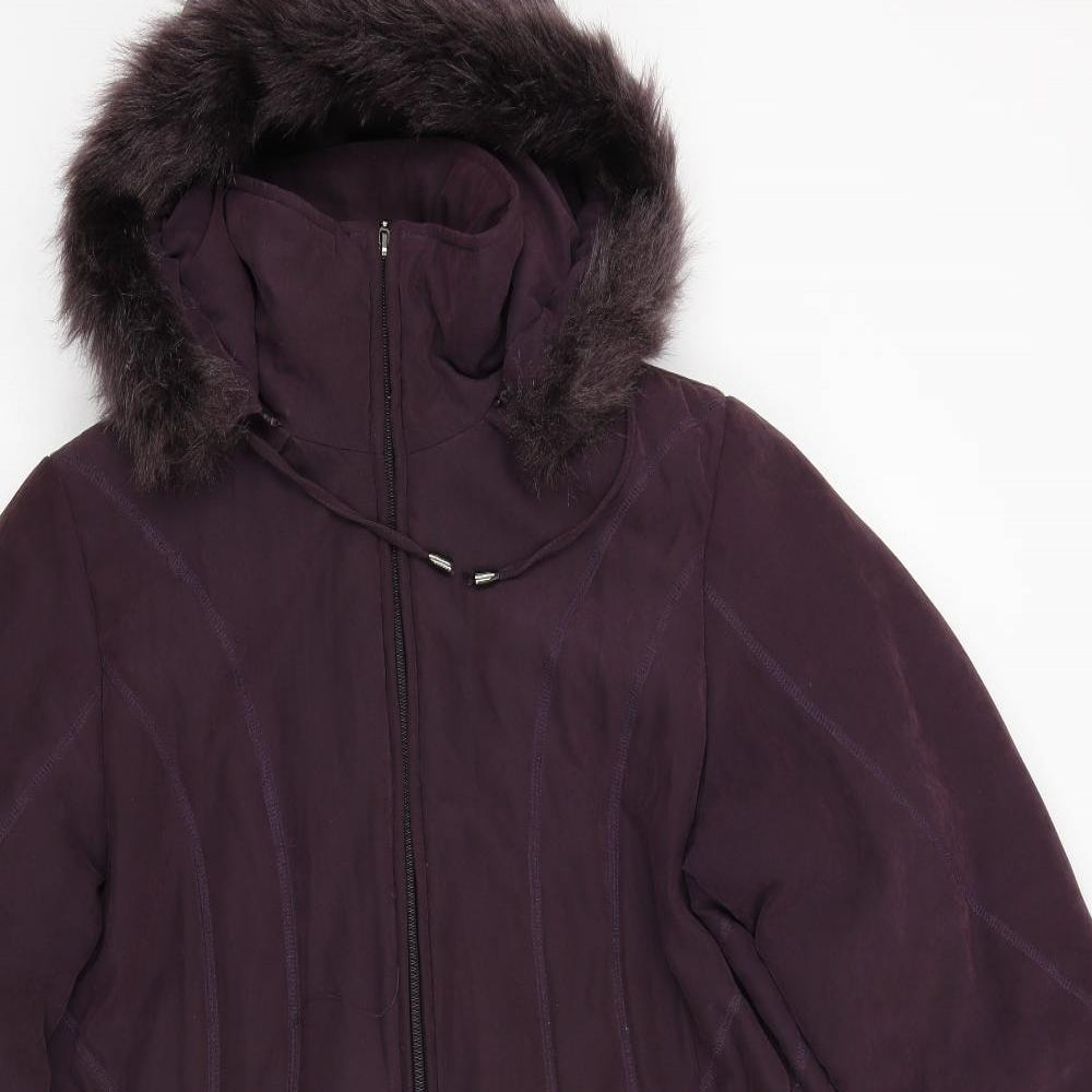 David Parry Womens Purple   Quilted Coat Size 14
