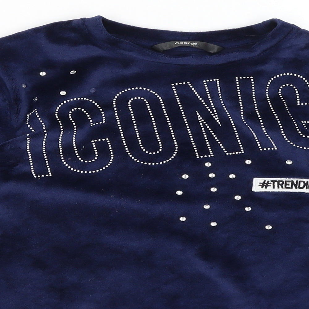 George Girls Blue   Pullover Jumper Size 7-8 Years