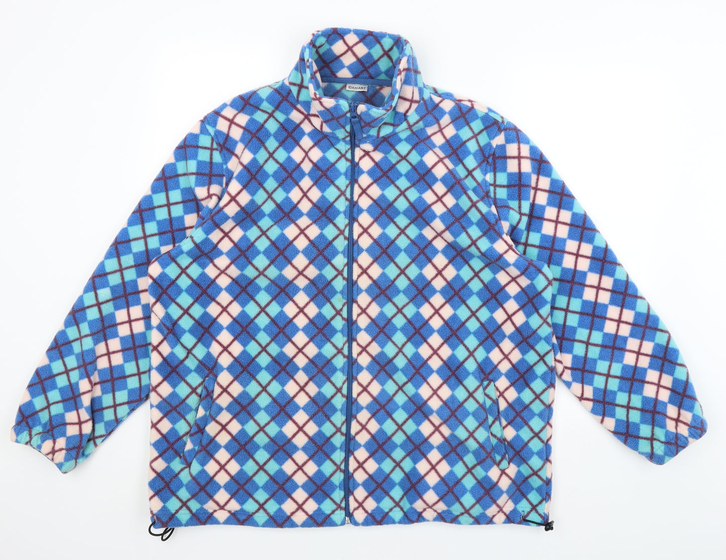 Damart Womens Blue Check  Full Zip Jumper Size 18