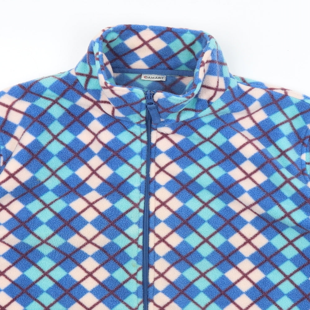 Damart Womens Blue Check  Full Zip Jumper Size 18