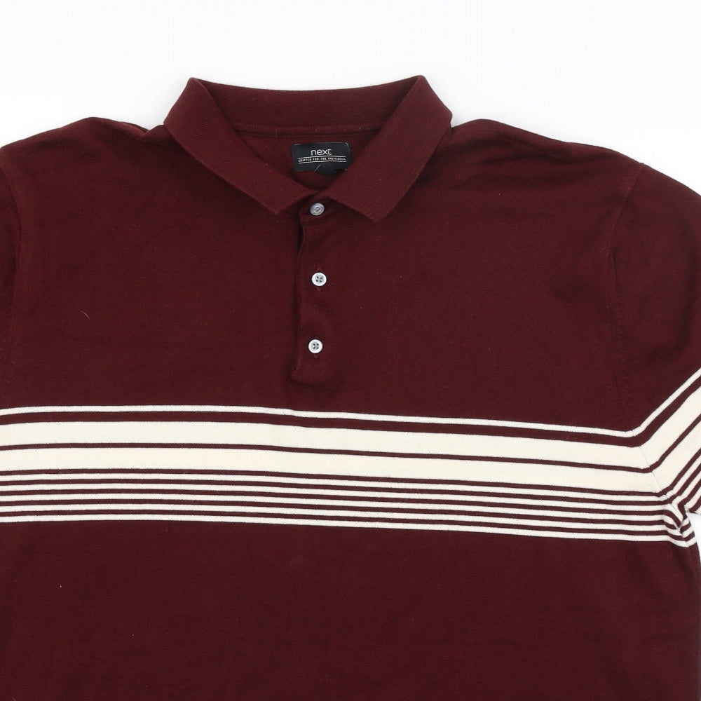 NEXT Mens Red Striped   T-Shirt Size XL