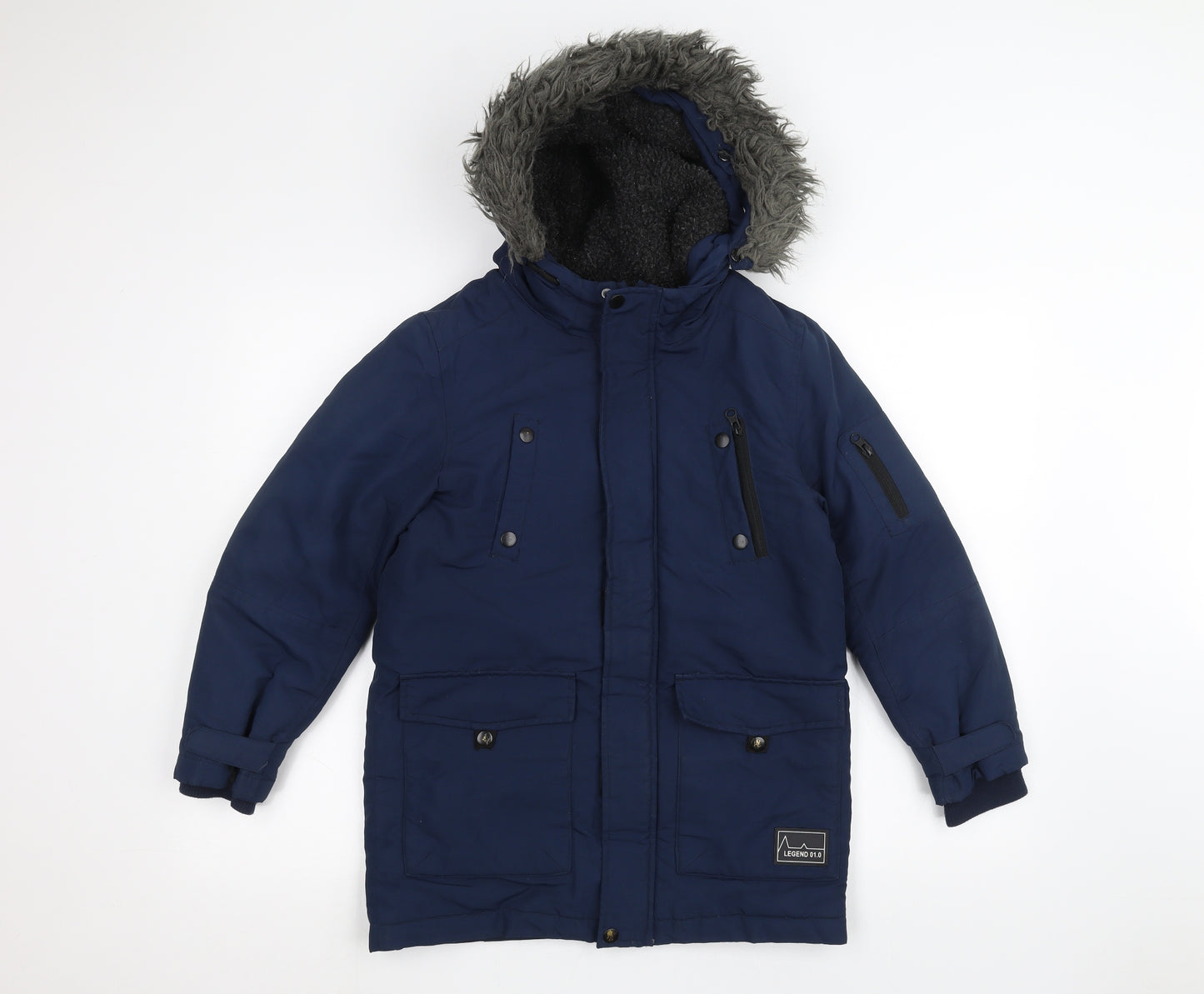 F&F Boys Blue   Parka Coat Size 9-10 Years