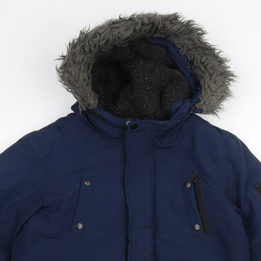 F&F Boys Blue   Parka Coat Size 9-10 Years