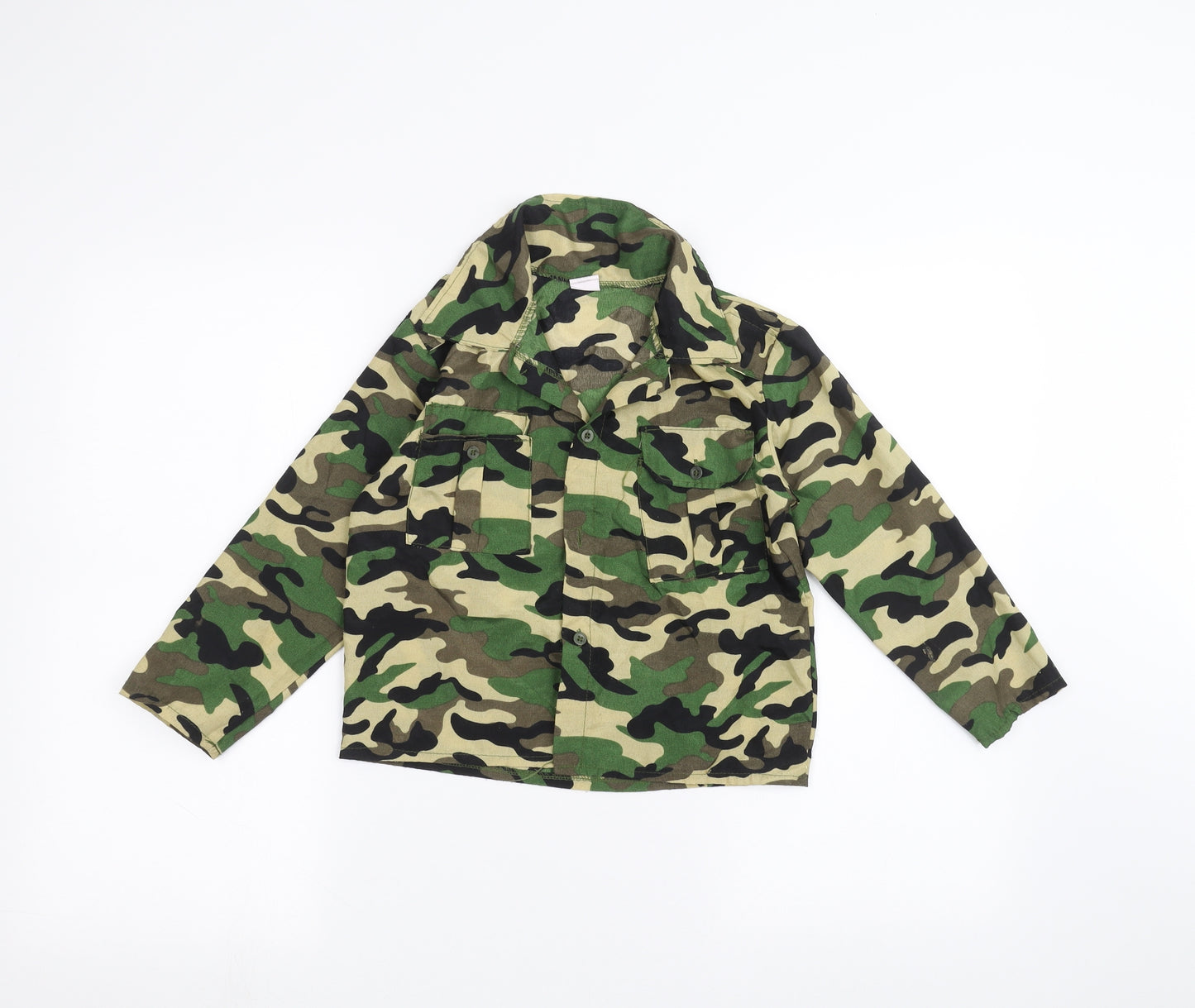 Preworn Girls Green Camouflage  Basic Button-Up Size S