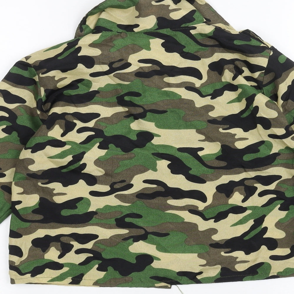 Preworn Girls Green Camouflage  Basic Button-Up Size S