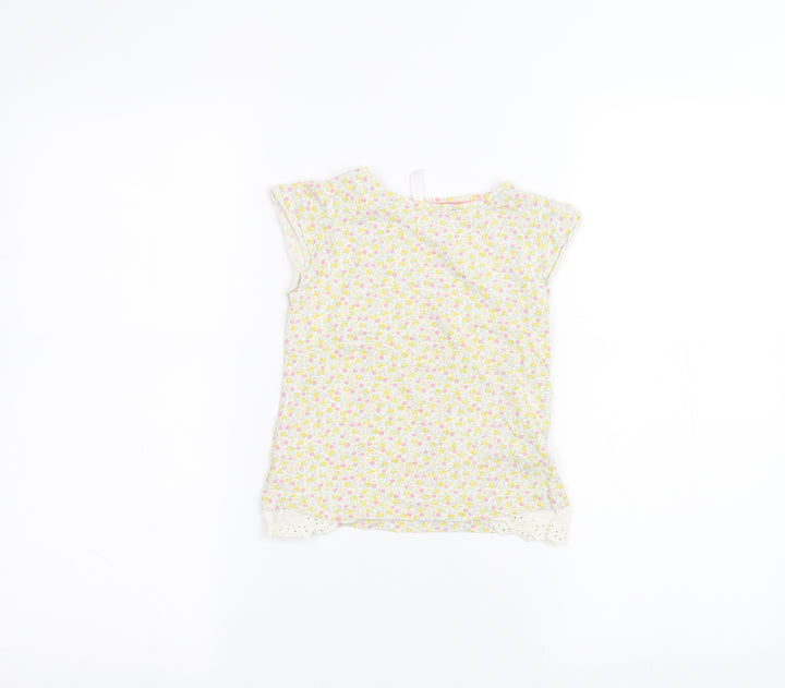 Mothercare Girls White Floral Basic T-Shirt Size 3-4 Years