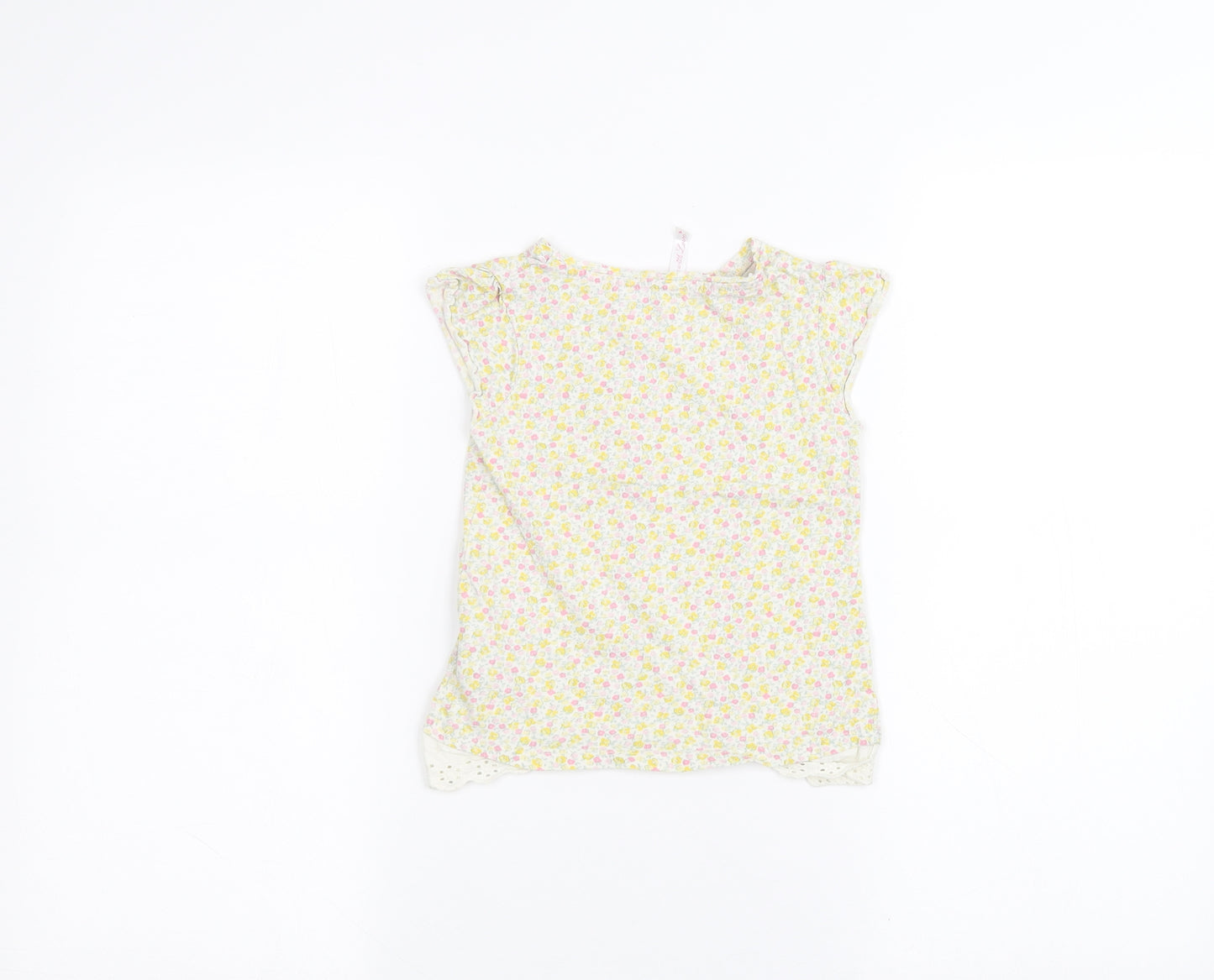 Mothercare Girls White Floral  Basic T-Shirt Size 3-4 Years