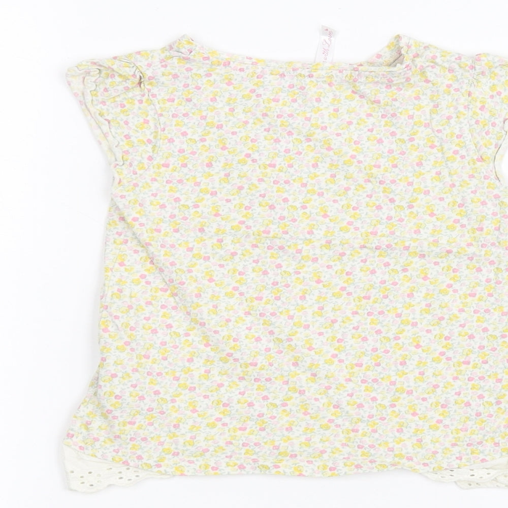 Mothercare Girls White Floral  Basic T-Shirt Size 3-4 Years