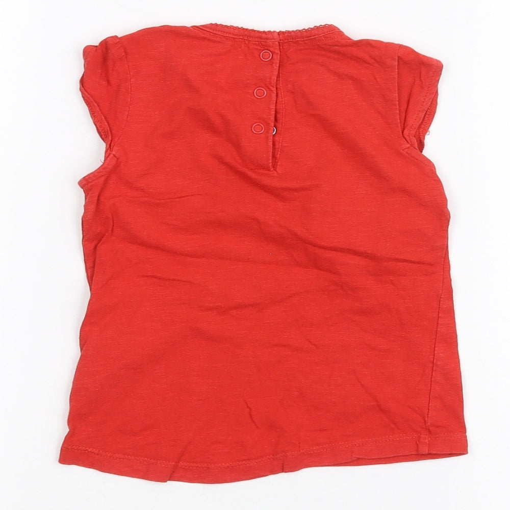 Mothercare Girls Red   Basic T-Shirt Size 2-3 Years