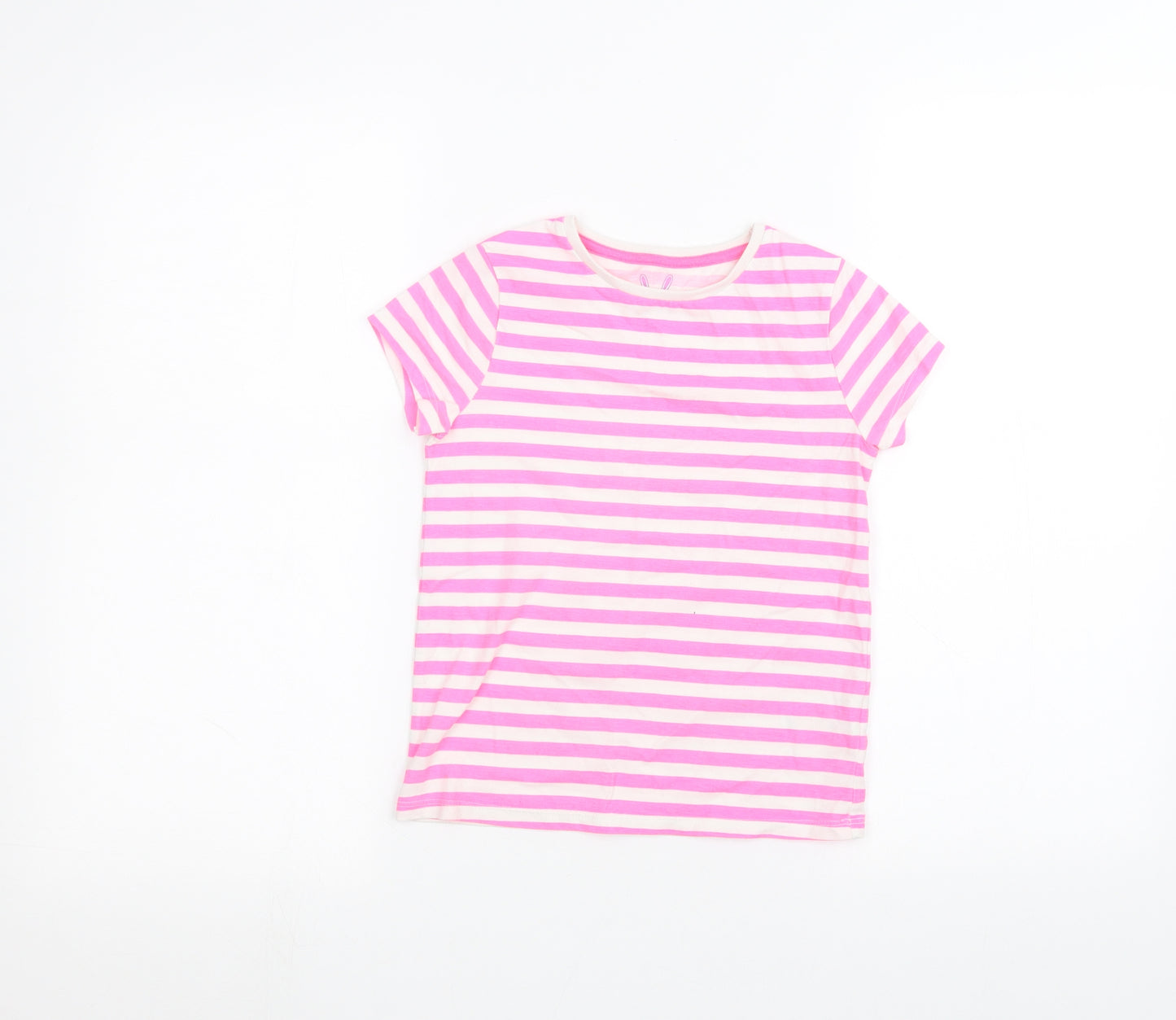 F&F Girls White Striped  Basic T-Shirt Size 6-7 Years