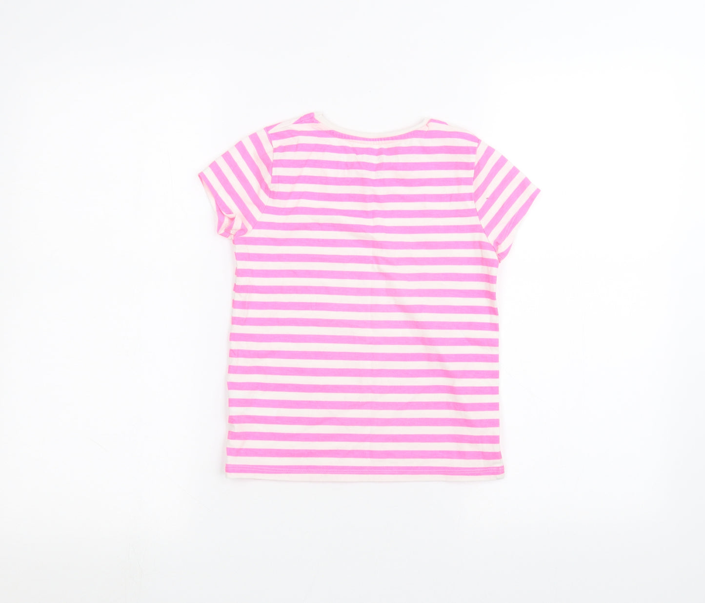 F&F Girls White Striped  Basic T-Shirt Size 6-7 Years