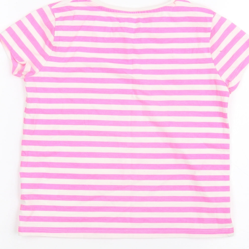 F&F Girls White Striped  Basic T-Shirt Size 6-7 Years