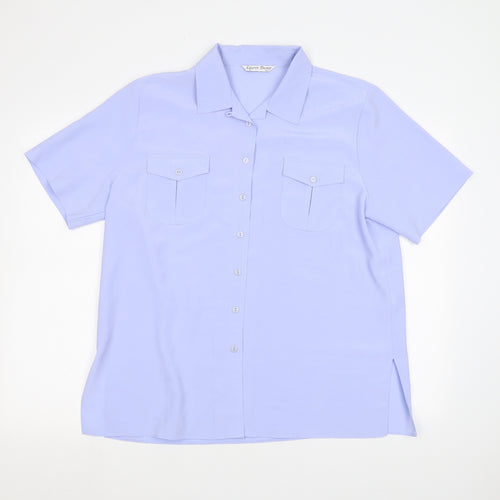 Lauren Duvar Womens Blue   Basic Button-Up Size 16