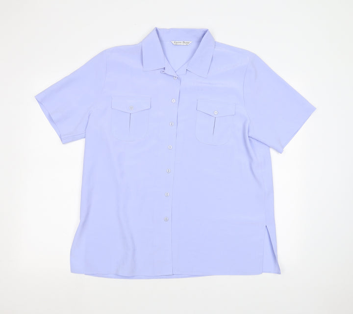 Lauren Duvar Womens Blue   Basic Button-Up Size 16