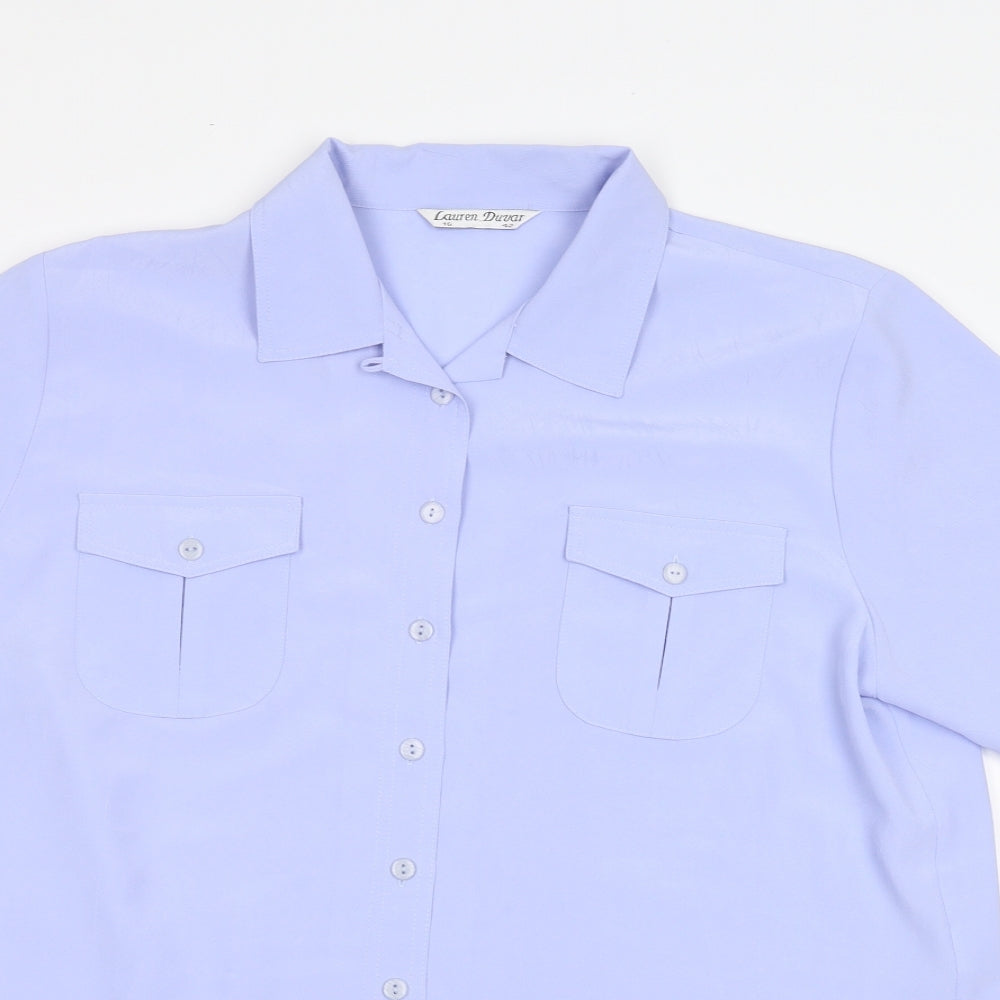 Lauren Duvar Womens Blue   Basic Button-Up Size 16