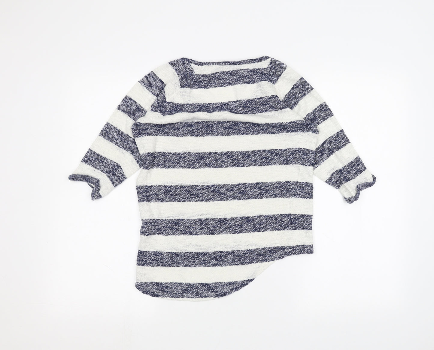 TU Womens White Striped  Basic T-Shirt Size 8