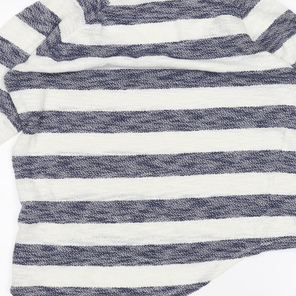 TU Womens White Striped  Basic T-Shirt Size 8