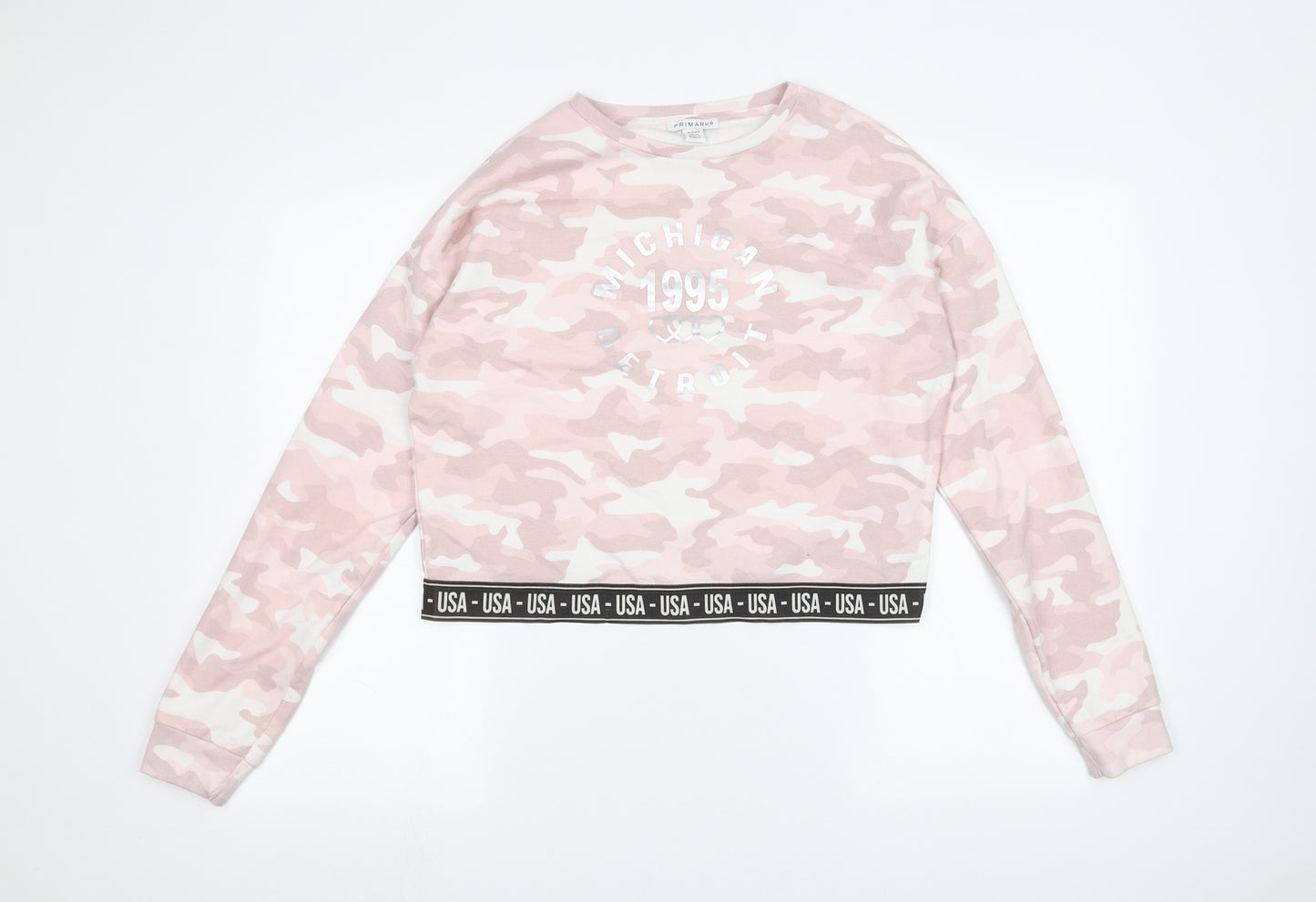 Primark Girls Pink Camouflage  Pullover Jumper Size 14-15 Years