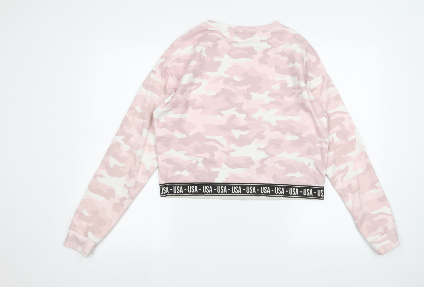 Primark Girls Pink Camouflage  Pullover Jumper Size 14-15 Years