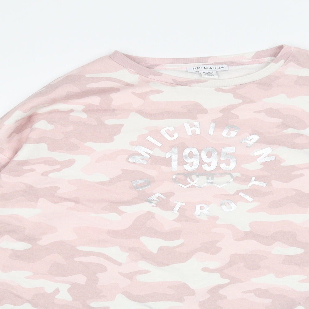 Primark Girls Pink Camouflage  Pullover Jumper Size 14-15 Years
