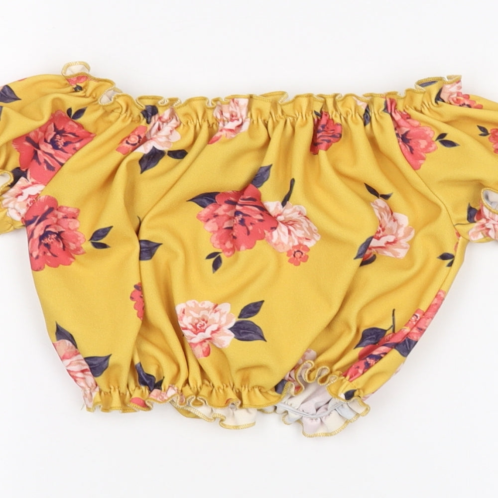 New Look Girls Yellow Floral  Basic T-Shirt Size 10-11 Years