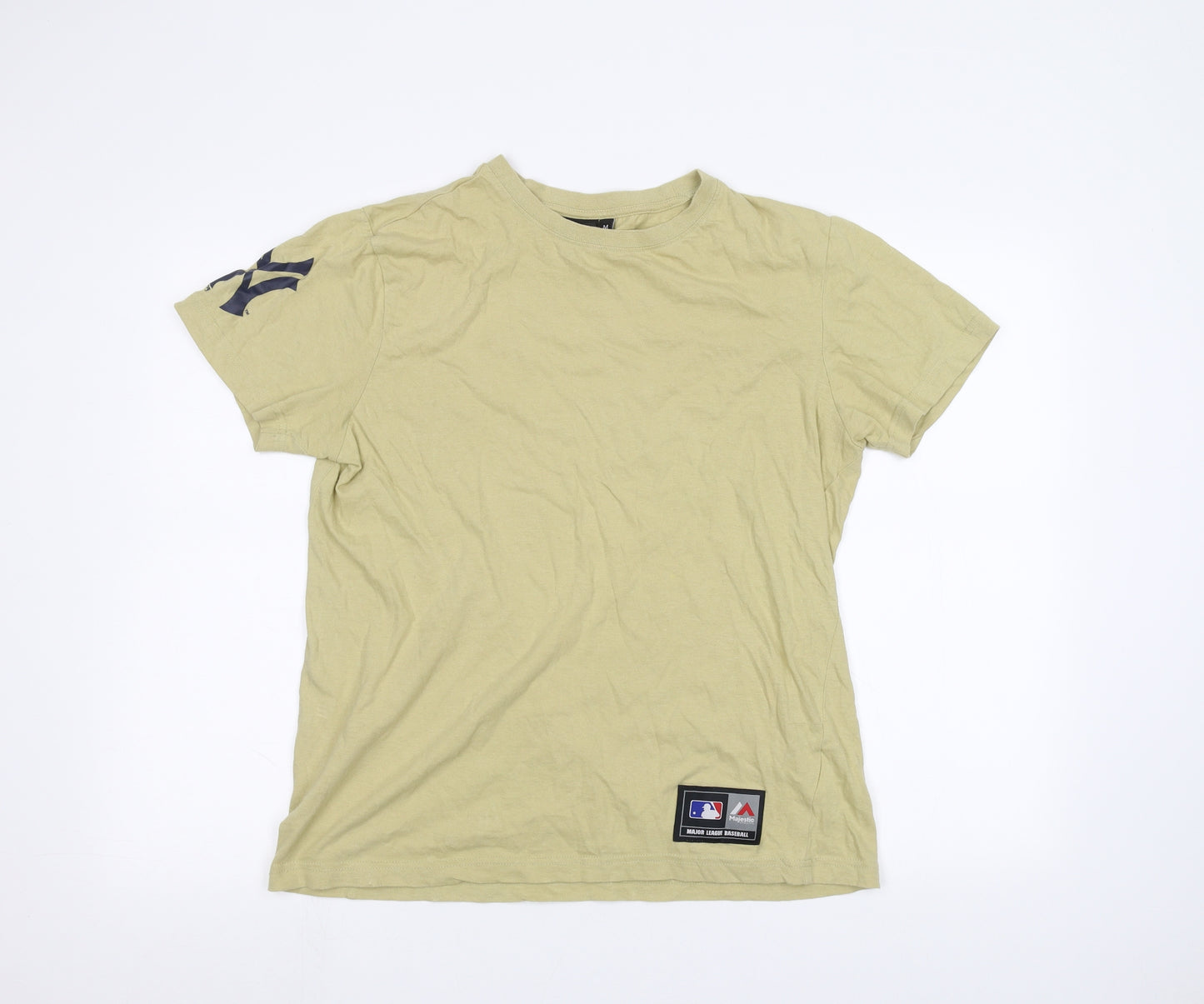 Majestic Mens Beige    T-Shirt Size M