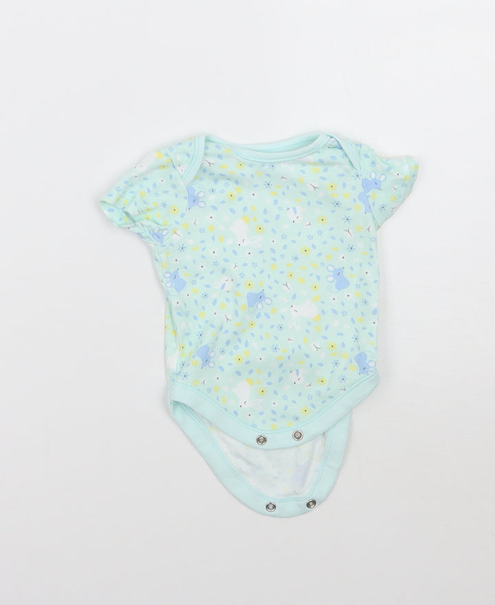 George Baby Green Floral Babygrow One-Piece Size 0-3 Months