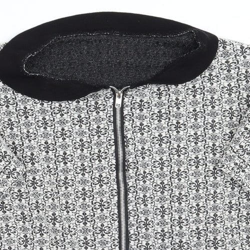 Preworn Womens White Geometric  Jacket Coatigan Size M