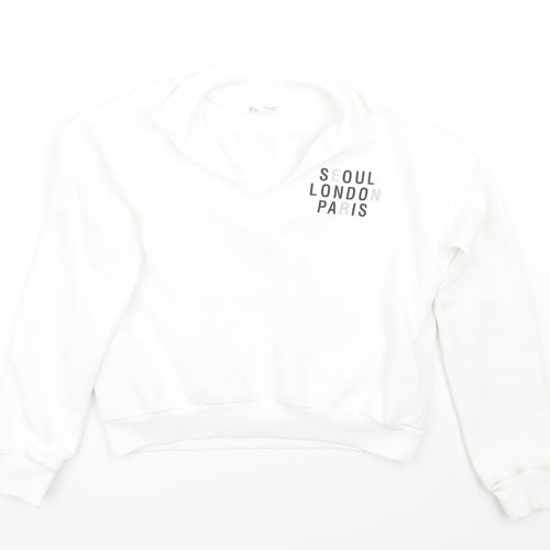 H&M Girls White   Pullover Jumper Size 12 Years