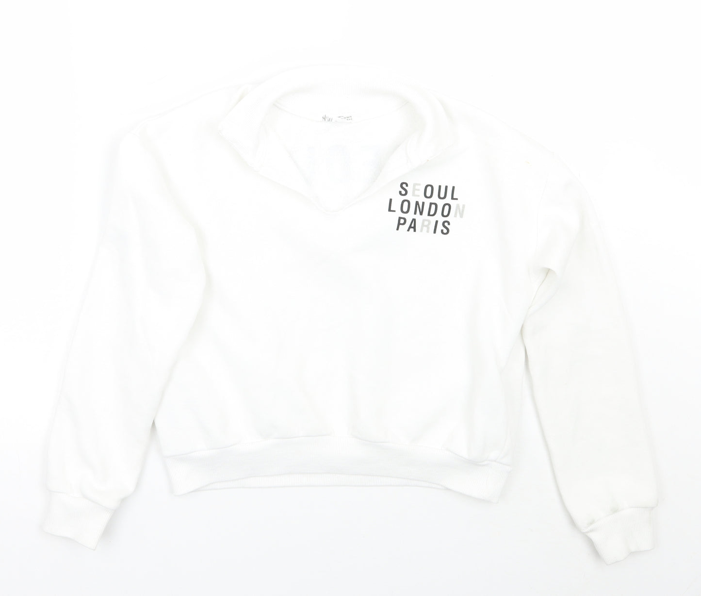 H&M Girls White   Pullover Jumper Size 12 Years