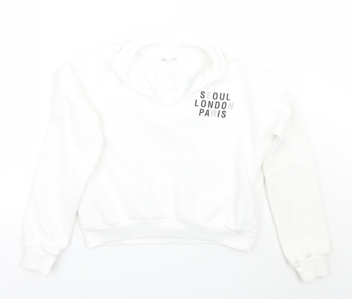 H&M Girls White   Pullover Jumper Size 12 Years