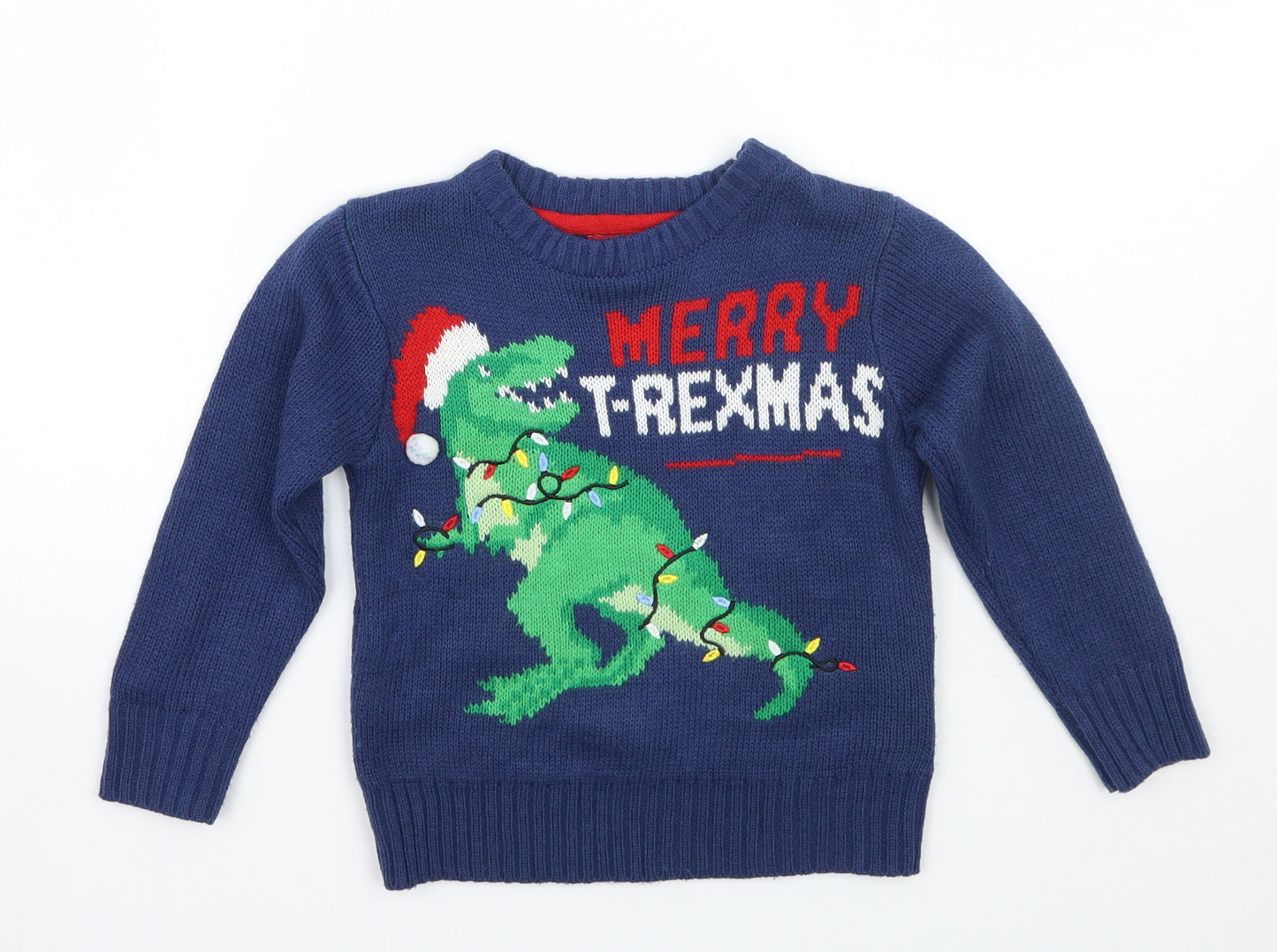 Festive fun Boys Blue   Pullover Jumper Size 3-4 Years  - christmas