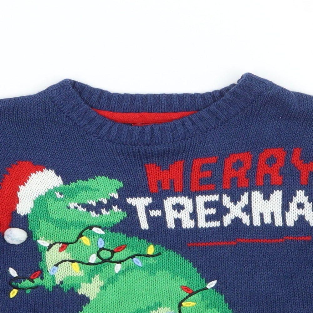 Festive fun Boys Blue   Pullover Jumper Size 3-4 Years  - christmas