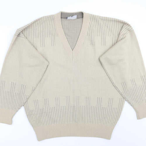 Pierrre sandan Mens Beige   Pullover Jumper Size L