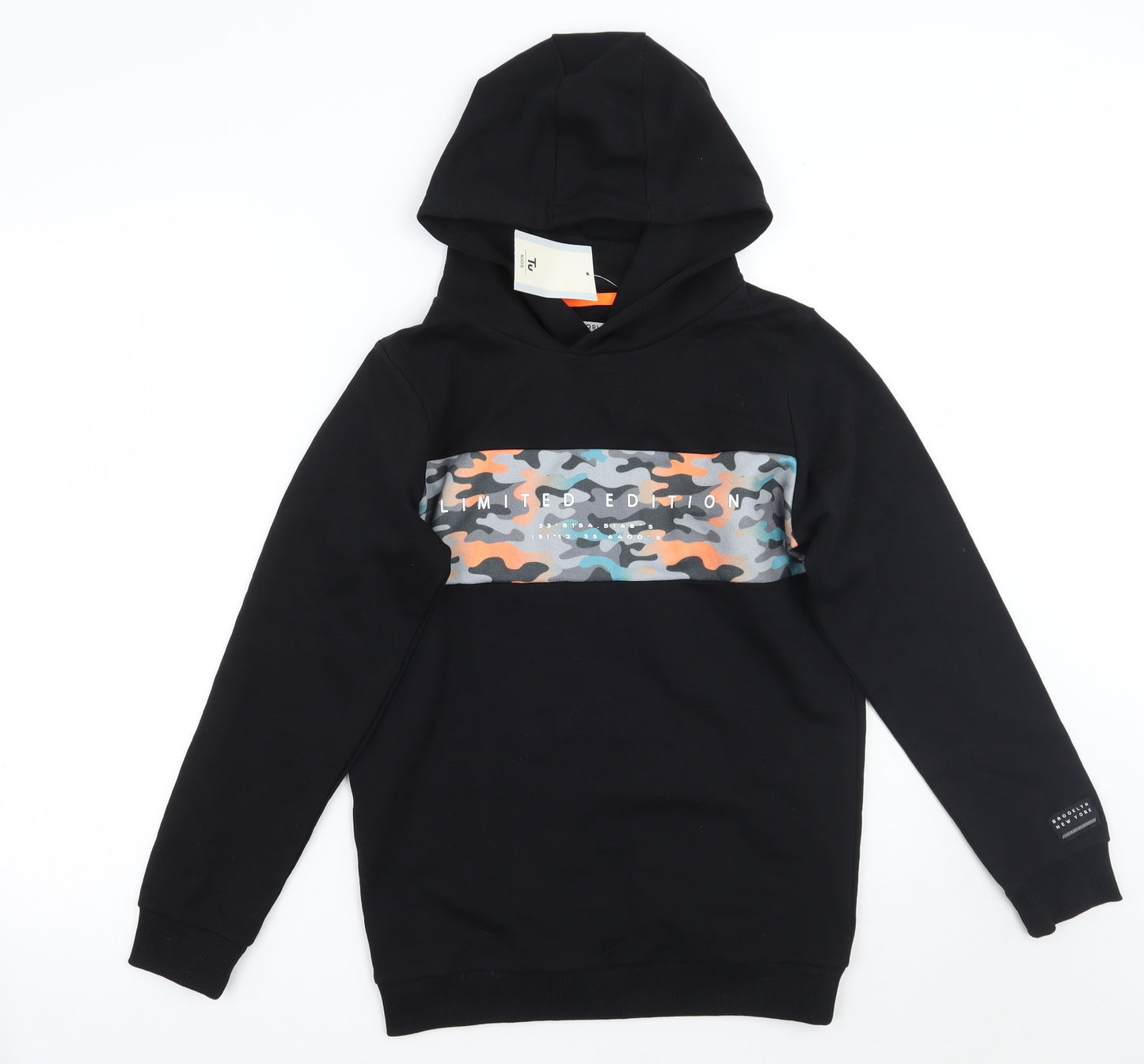 TU Boys Black  Rayon Pullover Hoodie Size 12 Years