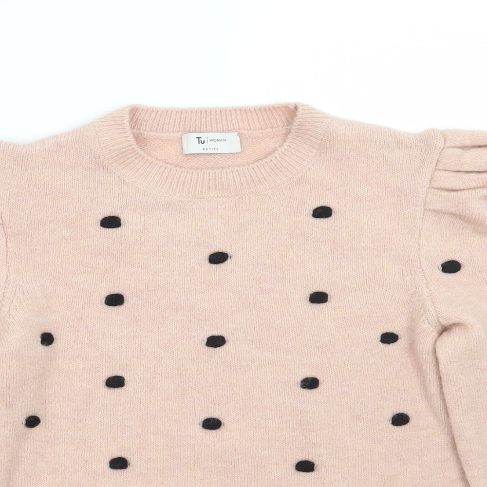 TU Womens Pink Polka Dot  Pullover Jumper Size 12