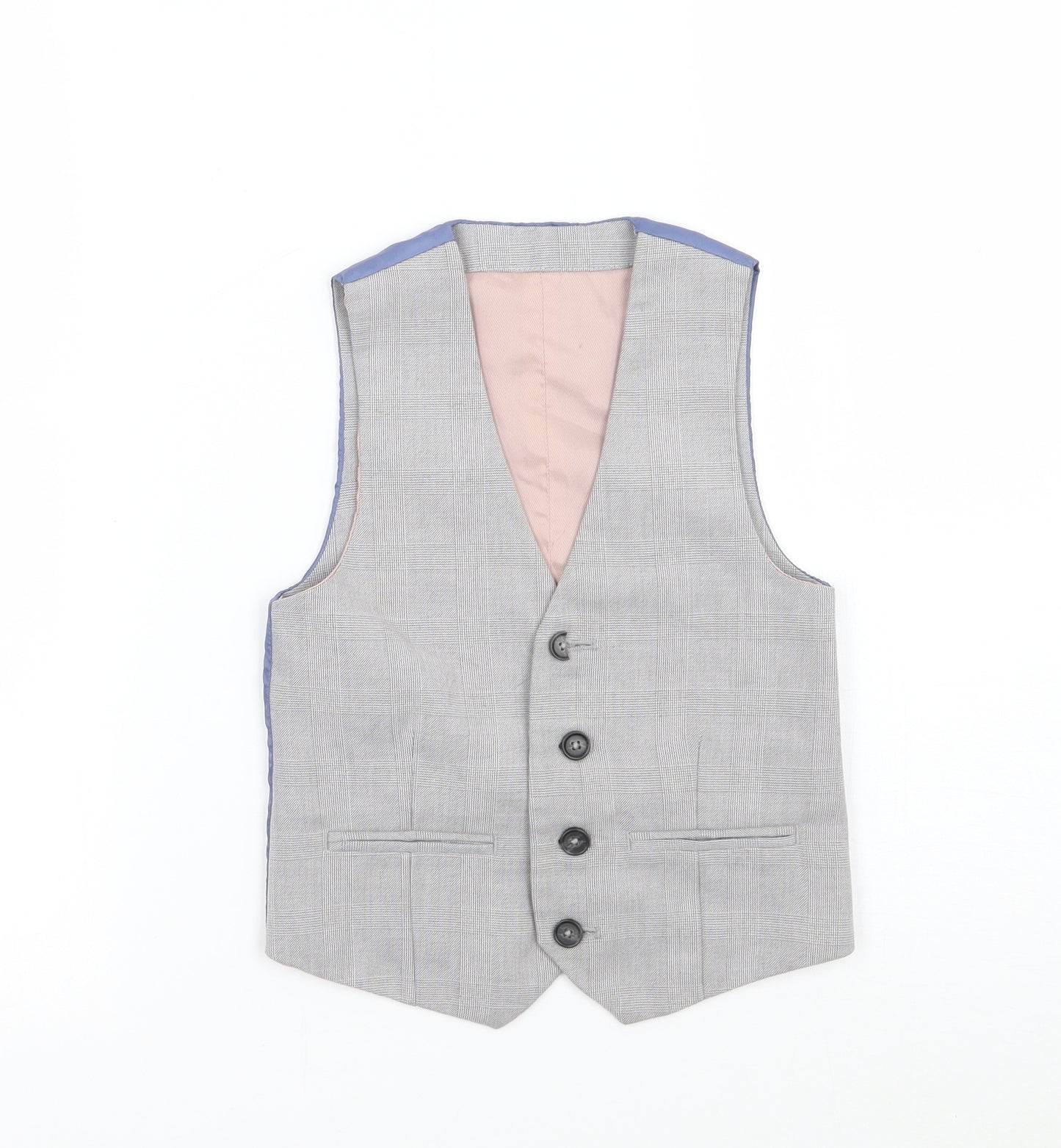 River Island Boys Grey Check  Jacket Waistcoat Size 7 Years