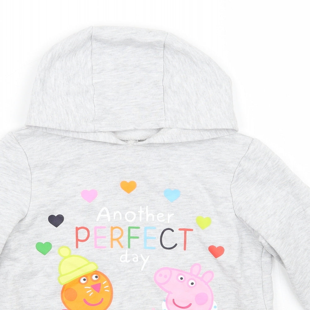 George Girls Grey   Pullover Hoodie Size 5-6 Years  - Peppa pig
