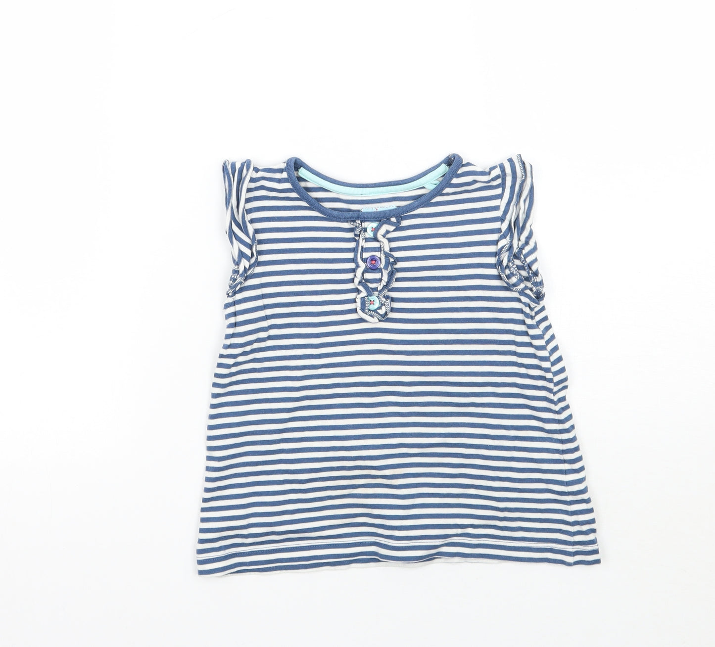 TU Girls Blue Striped  Basic T-Shirt Size 3-4 Years