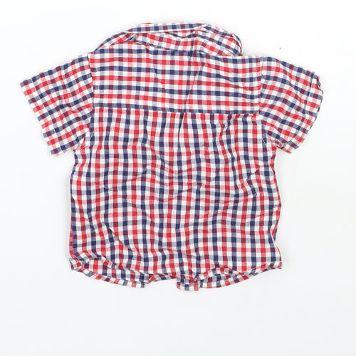 M&Co Boys Red Check  Basic Button-Up Size 3-6 Months