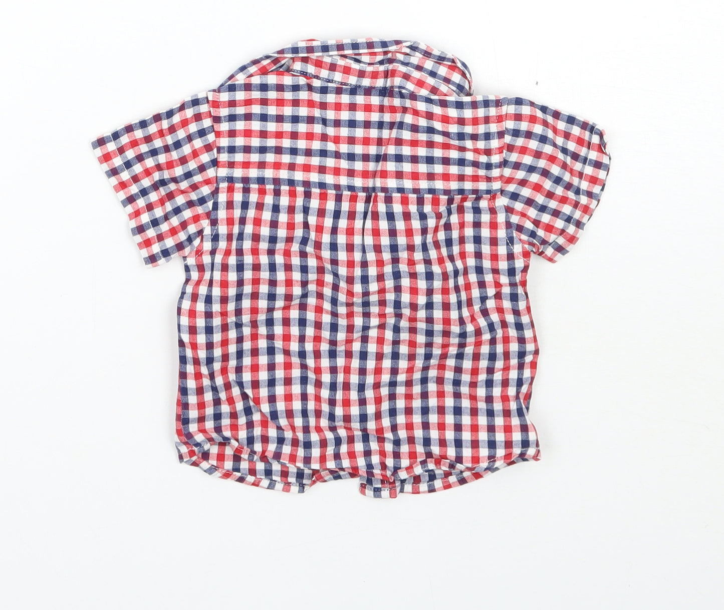 M&Co Boys Red Check  Basic Button-Up Size 3-6 Months