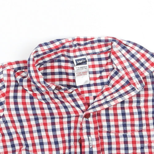 M&Co Boys Red Check  Basic Button-Up Size 3-6 Months